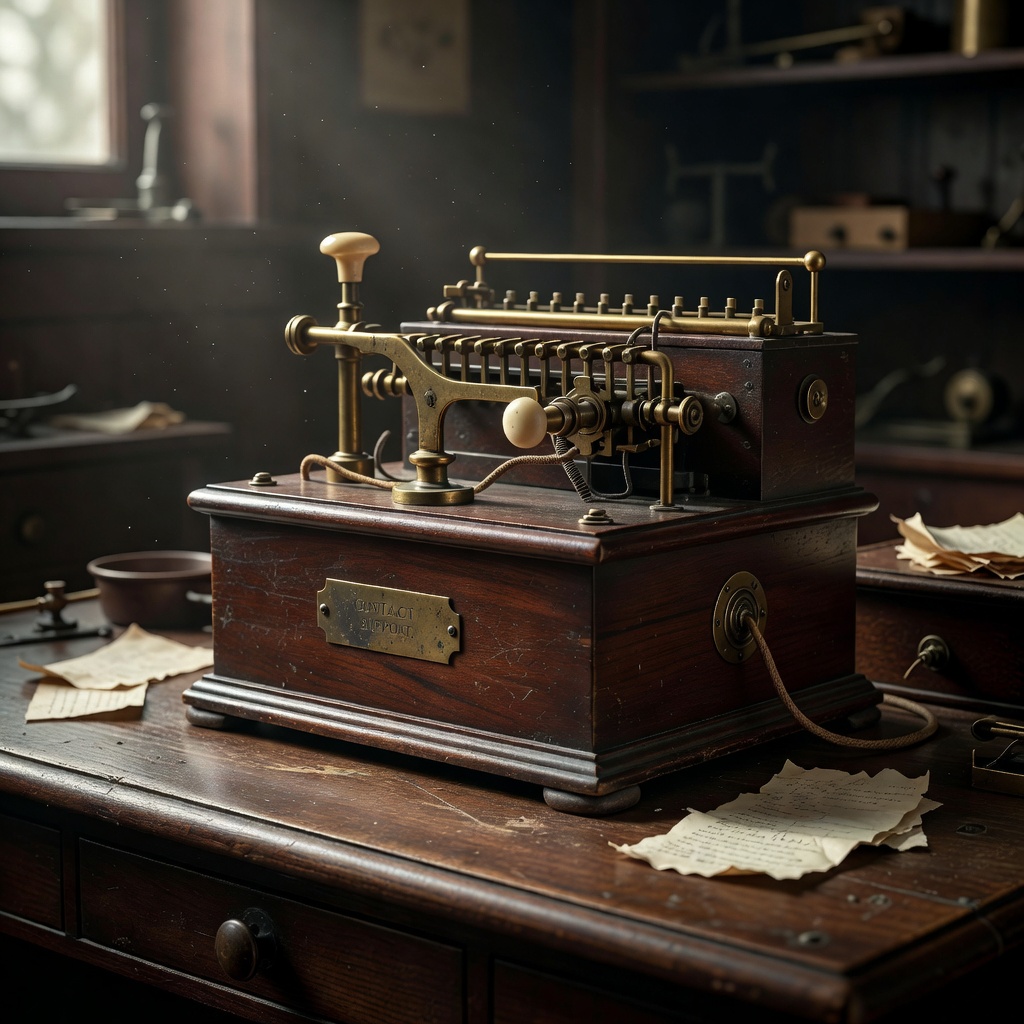 An antique telegraph machine used for sending support messages